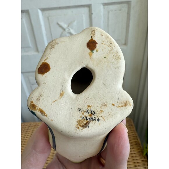 Vintage MCM Tonala Mexican Art Pottery Stretching Cat Kitty Hand Painted Floral - Picture 3 of 12